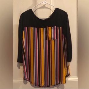 Bonnie Brooks Colorful Striped Blouse Size Medium